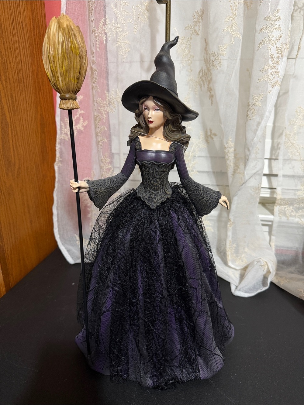 Bella Luxx Halloween witch with broomstick ceramic decor